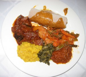 Photo of various foods at Taste of Ethiopia in Austin/Pflugerville, TX
