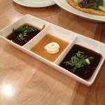 Chen Z - Dish 3 (Dipping Sauces - Chili-Oyster, Sesame-Garlic, Chinese BBQ L to R)