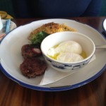 Elizabeth Street Cafe -  Dish 3 (Crispy Vermicelli Cakes with Ginger Sausage and Poached Eggs)